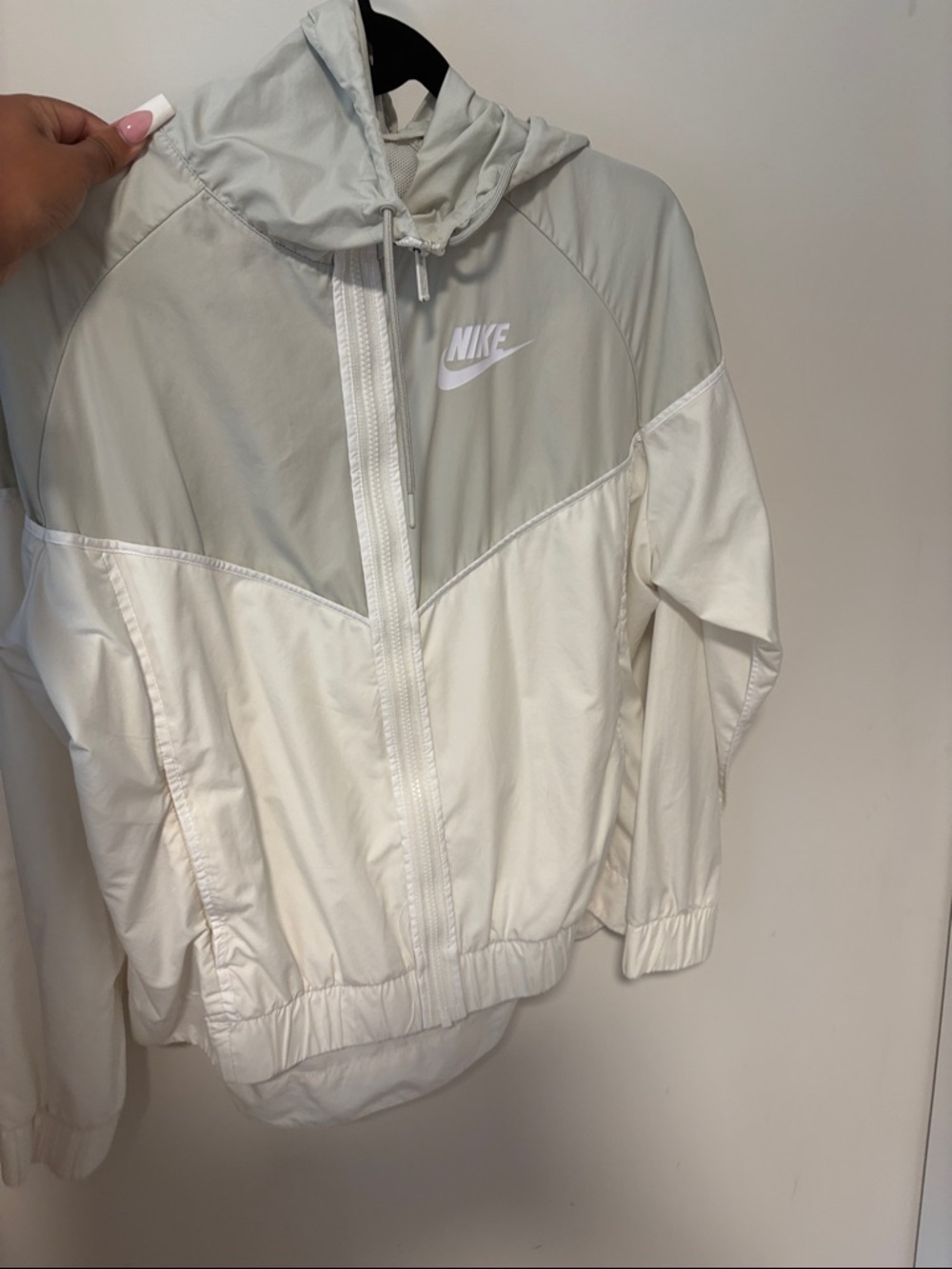 Nike Women's Two-Tone Hooded Windbreaker Jacket - Gray & White